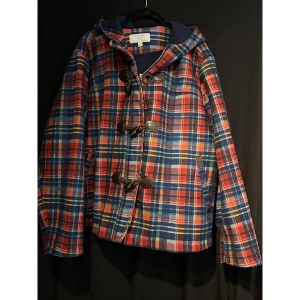 Women's Plaid Time & Tru Hooded Peacoat Size 3X